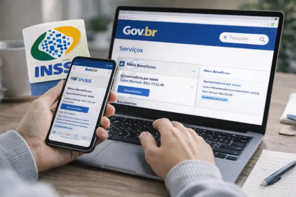 pessoa acessando o Gov.br para consultar seus benefícios do INSS